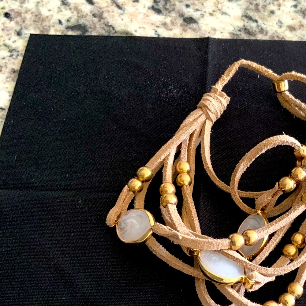 Suede Adjustable Multi-Strand Bead Bracelet